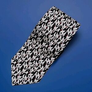 Big Dogs Tie Mens Black White Saint Bernard AOP All Over Dog 100% Silk Necktie